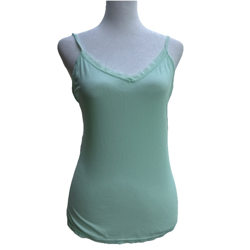 Paris Blues Y2K Womens‎ M Mint Green Lace Trim Babydoll Tank Camisole